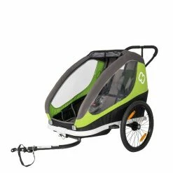 Hamax Traveller Fahrradanhänger Grün/Grau Inkl. Deichsel & Buggyrad