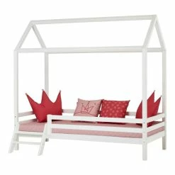 Hoppekids Hausbett ECO Dream 90x200cm Weiß - Mit Leiter -Kinderwagen hausbett 90x200 weiss