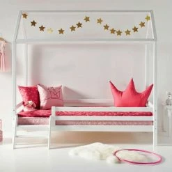 Hoppekids Hausbett ECO Dream 90x200cm Weiß - Mit Leiter -Kinderwagen hausbett 90x200 weiss 2