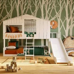 Artkid Ronja Haus-Etagenbett Weiß Mit Rutsche Aus Kiefer Liegefläche 90 X 200 Cm