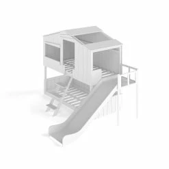 Artkid Ronja Haus-Etagenbett Weiß Mit Rutsche Aus Kiefer Liegefläche 90 X 200 Cm -Kinderwagen hausbett ronja mit rutsche whiteroom16 9 03 1