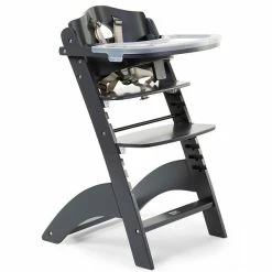 Childhome Lambda 3 Hochstuhl Anthrazit Mit Schutzbügel, Gurtsystem Und Tisch