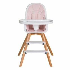 Schardt Holly Hochstuhl Fuß Buche Massiv Inkl. Sitzkissen Rosa -Kinderwagen hochstuhl holly natur sitzverkleinerer rosa frontal 1