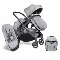 ICandy Orange Double Combo Light Slate Marl Geschwisterkinderwagen | Inkl. Praktischem Zubehör