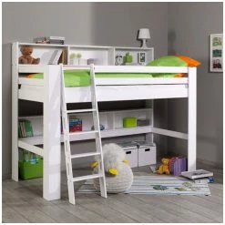 Relita JAN Etagenbett Buche Massiv Weiß Mit Regalen Oben Und Unten - Frachtfrei -Kinderwagen jan weiss hb gr 1