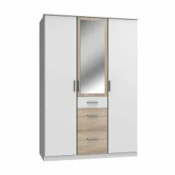 Wimex Joker Kleiderschrank 3-türig Mit Spiegel Weiß / Eiche Sägerau-Nachbildung