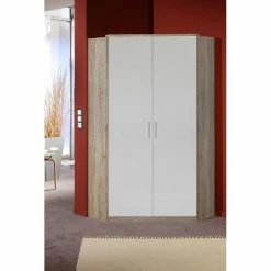 Wimex Joker Eckkleiderschrank San Remo-Eiche-Nachbildung / Weiß
