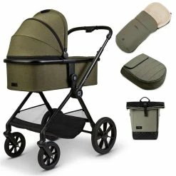 Moon Clicc Kombi-Kinderwagen Moss Green Melange Zubehör Bundle