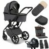 Moon Piú Kombi-Kinderwagen Anthrazit/black Chrome Zubehör Bundle