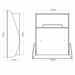 Timkid KAWAHPL Wandwickeltisch Weiß Inklusive Wickelmatte | Elegant Design -Kinderwagen kawa hpl cad scaled 1