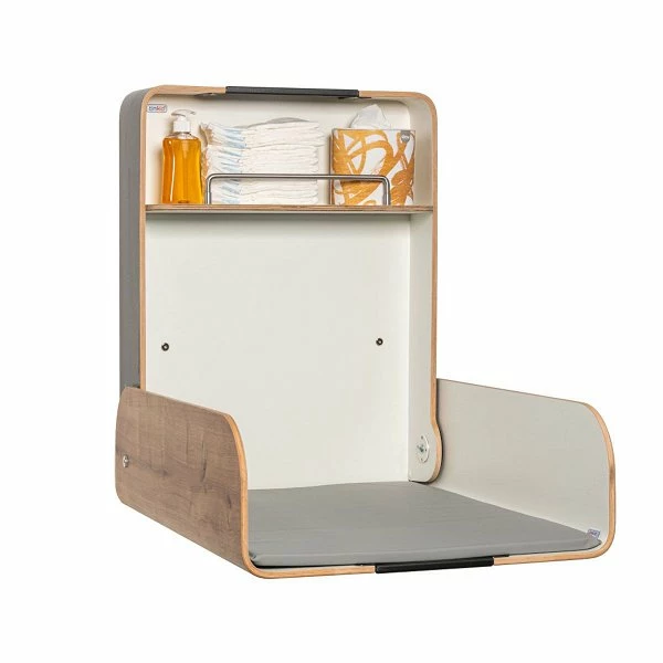 Timkid KAWAmidi Wandwickeltisch Edelstahl / Eiche Inklusive Wickelmatte | Modern & Slim 2 Timkid KAWAmidi Wandwickeltisch Edelstahl / Eiche Inklusive Wickelmatte | Modern & Slim – Bild 2