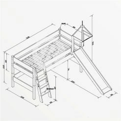 Relita KIM Halbhochbett Buche Massiv Natur Mit Rutsche Und Turmhalterung - Frachtfrei 10 Relita KIM Halbhochbett Buche Massiv Natur Mit Rutsche Und Turmhalterung - Frachtfrei -Kinderwagen kim bemassung turm 1