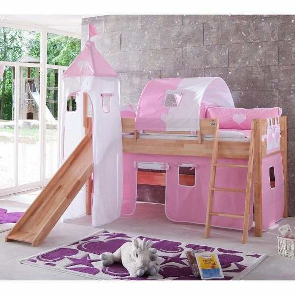 Relita KIM Halbhochbett Buche Massiv Natur Mit Rutsche Und Turmhalterung - Frachtfrei 1 Relita KIM Halbhochbett Buche Massiv Natur Mit Rutsche Und Turmhalterung - Frachtfrei