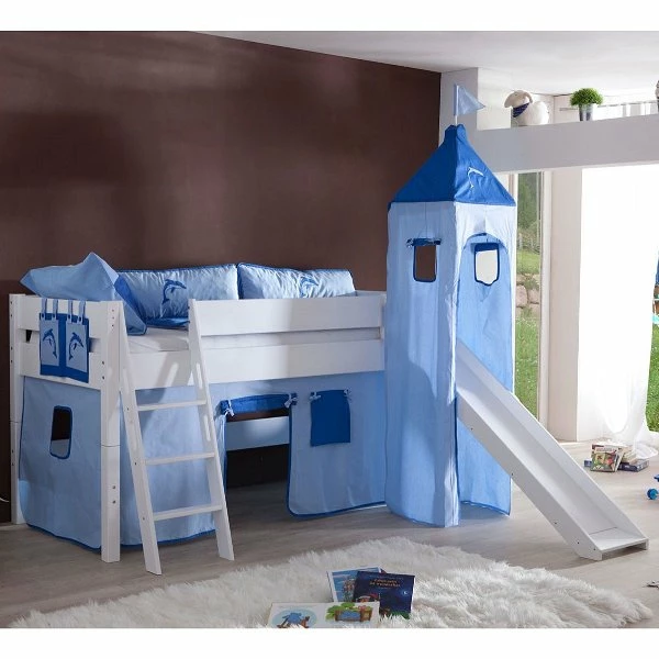 Relita KIM Halbhochbett Buche Massiv Weiß Mit Rutsche Und Turmhalterung - Frachtfrei 1 Relita KIM Halbhochbett Buche Massiv Weiß Mit Rutsche Und Turmhalterung - Frachtfrei