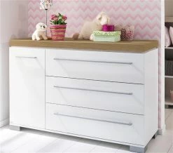 Paidi Kira Sparset Kreideweiß/Eiche-Nebraska Babybett & Wickelkommode Inkl. Gratis Lieferung -Kinderwagen kira kommode 3s1t nebraska 3