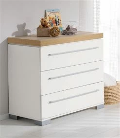 Paidi Kira Sparset Kreideweiß/Eiche-Nebraska Babybett & Wickelkommode Inkl. Gratis Lieferung -Kinderwagen kira kommode 3s schmal nebraska 3