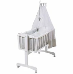 Roba Komplettwiegen-Set Weiß Inklusive Textiler Ausstattung Heartbreaker