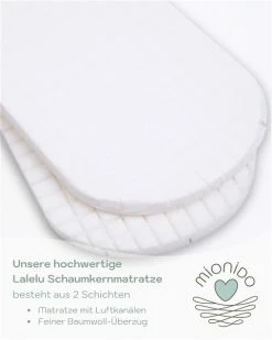 Mionido Stubenwagen Maxi Weiß Pyjamabär Flieder Mit Garnierung, Matratze Und Matratzenbezug 9 Mionido Stubenwagen Maxi Weiß Pyjamabär Flieder Mit Garnierung, Matratze Und Matratzenbezug -Kinderwagen lalelu 2 schichten