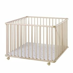 Schardt Laufgitter Basic Buche Massiv Natur 100 X 100 Cm, Mit Laufrollen, Folie Sternchen Grau