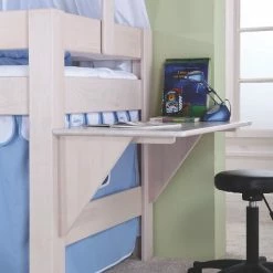 Relita LEO Spielbett Buche Massiv Whitewash Mit Rutschenturm Und Himmelstange -Kinderwagen leo schreibplatz whitewash 1