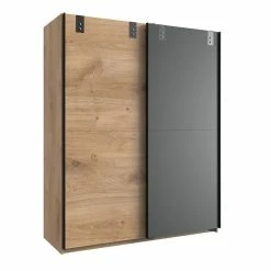 Wimex Liverpool Schiebetürenschrank Plankeneiche-Nachbildung / Graphit