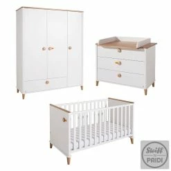 Paidi Lotte & Fynn Kinderzimmer - Steiff By PAIDI Schrank 3T 1S - Kreideweiß/Eiche Massiv