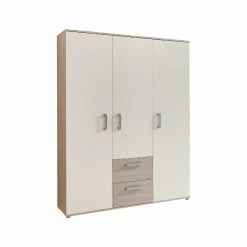 Arthur Berndt Lotti Kleiderschrank 3-türig Weiß Mit Ulme Silbergrau Dekor