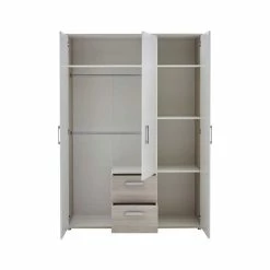 Arthur Berndt Lotti Babyzimmer 3-teilig Weiß Mit Ulme Silbergrau Dekor -Kinderwagen lotti17 fs offen 2500x2020