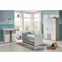 Arthur Berndt Lotti Babyzimmer 3-teilig Weiß Mit Ulme Silbergrau Dekor