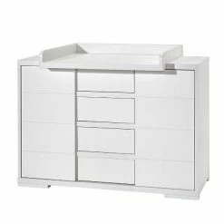 Schardt Maxx White Wickelkommode MDF Weiß 2 Türen, 4 Schubkästen - Mit Wickelaufsatz