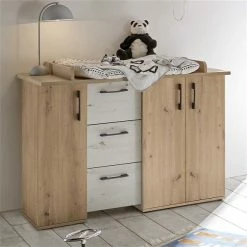 MÄUSBACHER Mäusbacher Micha Kinderzimmer 4T Dreiteilig Asteiche/artisan Weiß -Kinderwagen micha kommode breit natur