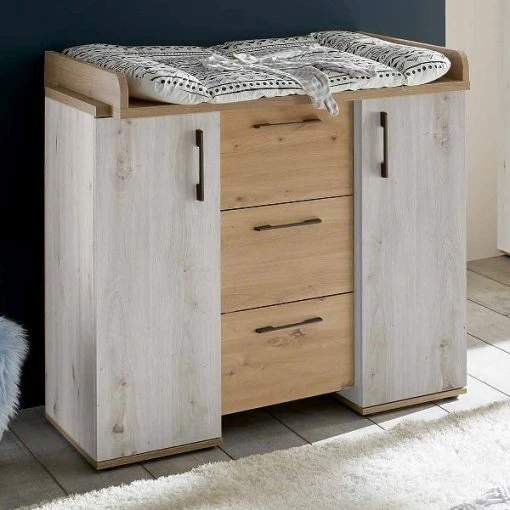 MÄUSBACHER Mäusbacher Micha Wickelkommode Schmal Artisan Weiß/asteiche -Kinderwagen micha kommode schmal weiss 1