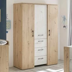 MÄUSBACHER Mäusbacher Micha Kleiderschrank 3-türig Asteiche/artisan Weiß