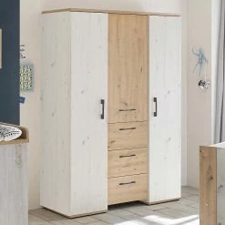 MÄUSBACHER Mäusbacher Micha Kleiderschrank 3-türig Artisan Weiß/asteiche