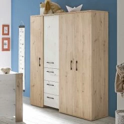MÄUSBACHER Mäusbacher Micha Kleiderschrank 4-türig Asteiche/artisan Weiß
