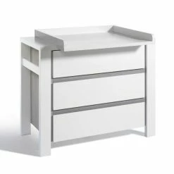 Schardt Milano Pinie Wickelkommode Weiß/Silber 3 Schubkästen - Mit Wickelaufsatz