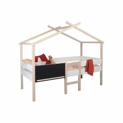 Nature Kid Finja Hausbett Weiß / Natur Mit 2 Schubkästen, Liegefläche 90 X 200 Cm -Kinderwagen milano kojenbett details seitlich gr