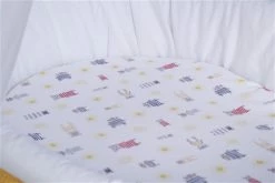 Mionido Stubenwagen Maxi Natur Pyjamabär Gelb Mit Garnierung, Matratze Und Matratzenbezug -Kinderwagen mmm0790 1