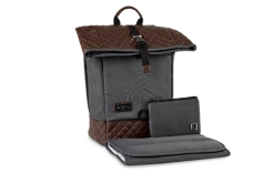 Moon Premium Rolltop Rucksack Anthrazit Mit Wickelauflage, Geldtasche & Befestigungssystem