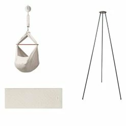 Moonboon Ökologische Federwiegen-Set Nature Mit Motor, Gestell Grau & Kokos-Einleger -Kinderwagen moonboon federwiegen set nature grau