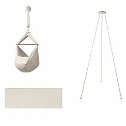 Moonboon Ökologische Federwiegen-Set Nature Mit Motor, Gestell Weiß & Kokos-Einleger -Kinderwagen moonboon federwiegen set nature weiss