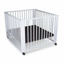 TiSsi Moritz Laufgitter Aus Massiv Buche Weiß Platzsparend Faltbar Mit Rollen -Kinderwagen moritz ws mitte gr 1