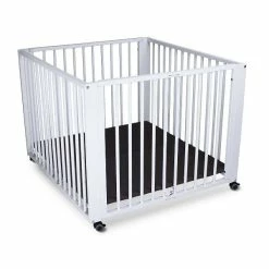 TiSsi Moritz Laufgitter Aus Massiv Buche Weiß Platzsparend Faltbar Mit Rollen