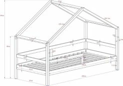 Nature Kid Lara Hausbett Weiß Massiv Kiefer Liegefläche 90 X 200 -Kinderwagen naturekid hausbett lara abmessungen 1500x1053 1
