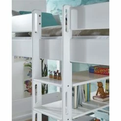 Relita NOEL Hochbett Buche Massiv Weiß Inklusive Schreibtisch, Zum Einzelbett Umbaubar -Kinderwagen noel weiss detail gr 1