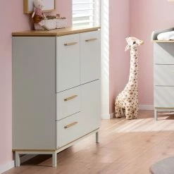 Paidi Benne Highboard 2 Türen, 2 Schubkästen Kieselgrau/Eiche-Montana - Gratis Lieferung