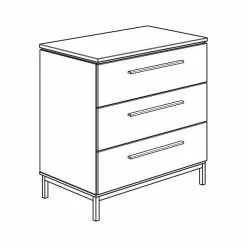 Paidi Benne Kommode Schmal - 3 Schubkästen Kieselgrau/Eiche-Montana - Zum Aktionspreis