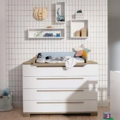 Paidi Carlo Wickelkommode 4 Schubkästen 4x Kreideweiß Inkl. Wickelaufsatz