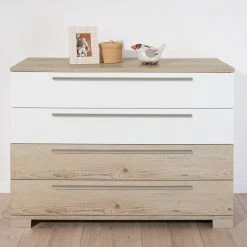 Paidi Carlo Wickelkommode 4 Schubkästen 2x Kreideweiß, 2x Fichte-Nachb. Inkl. Wickelaufsatz
