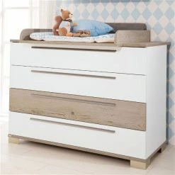 Paidi Carlo Wickelkommode 4 Schubkästen 3x Kreideweiß, 1x Fichte-Nachb. Inkl. Wickelaufsatz
